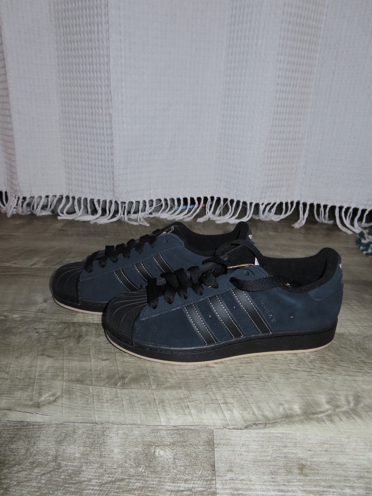 Night Indigo Core Black Suede Adidas Superstar II size 7 kids/8.5 women’s