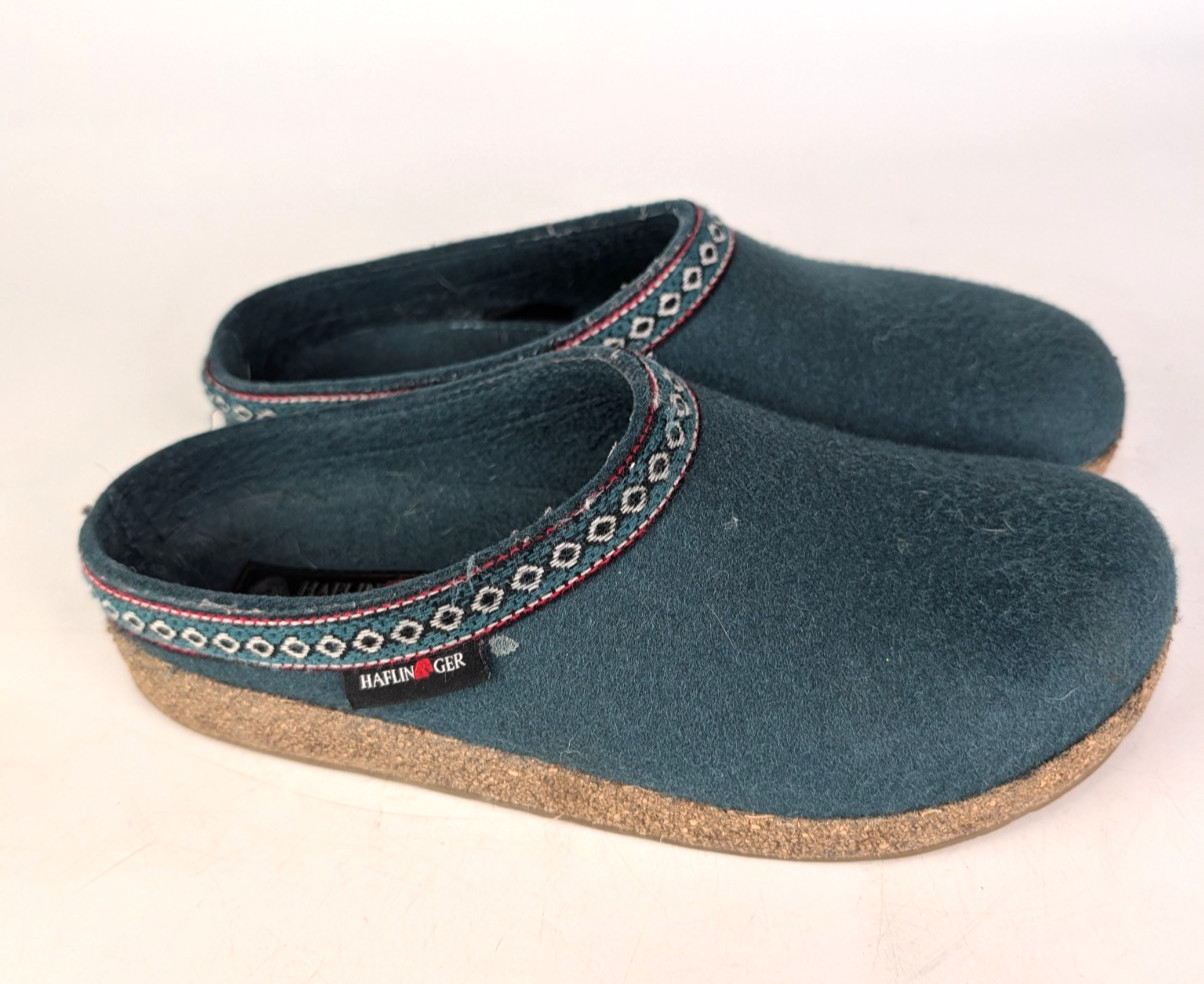 Haflinger Gz Classic Grizzly Slipper Clogs Wool Aqua Blue Women’s Size 41 / 10