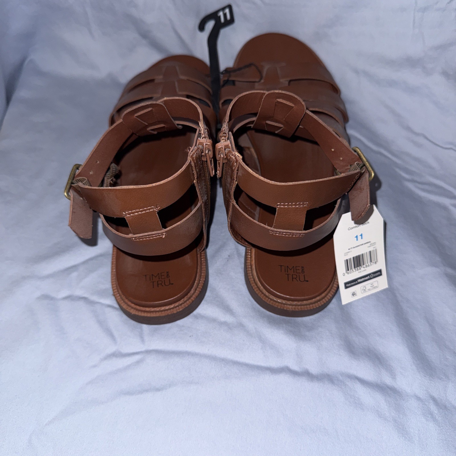 Time And Tru leather strappy sandals with adjustable buckle