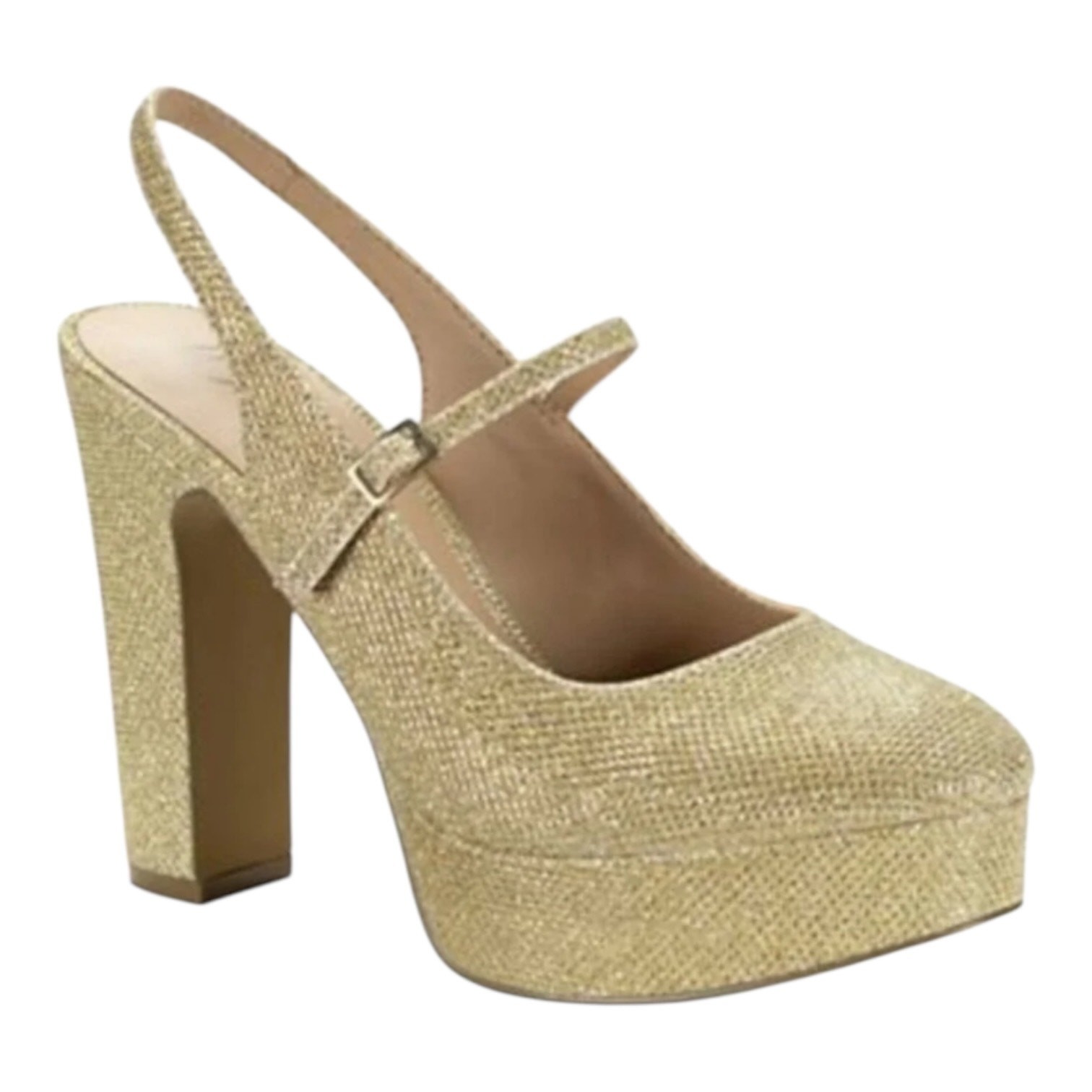 Wild Pair Women’s Ciehna Round Toe Platform High Heel Pumps Gold Size 8