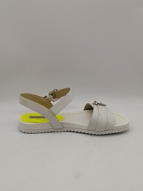 Isaac Mizrahi Womens Sandals Pamela White Leather Buckle Straps Flat Heel 9 NEW