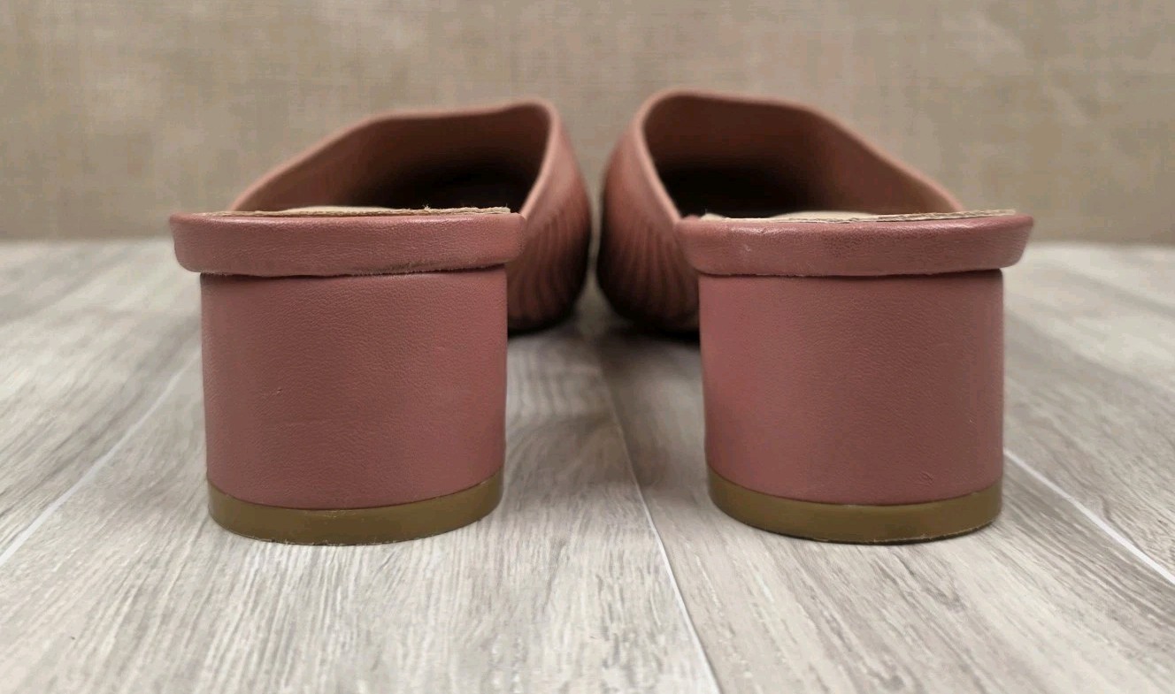 TIJN Women’s Size 9 Pointed Toe Coral Pink Mules Chunky Heel Life Is Art Shoes
