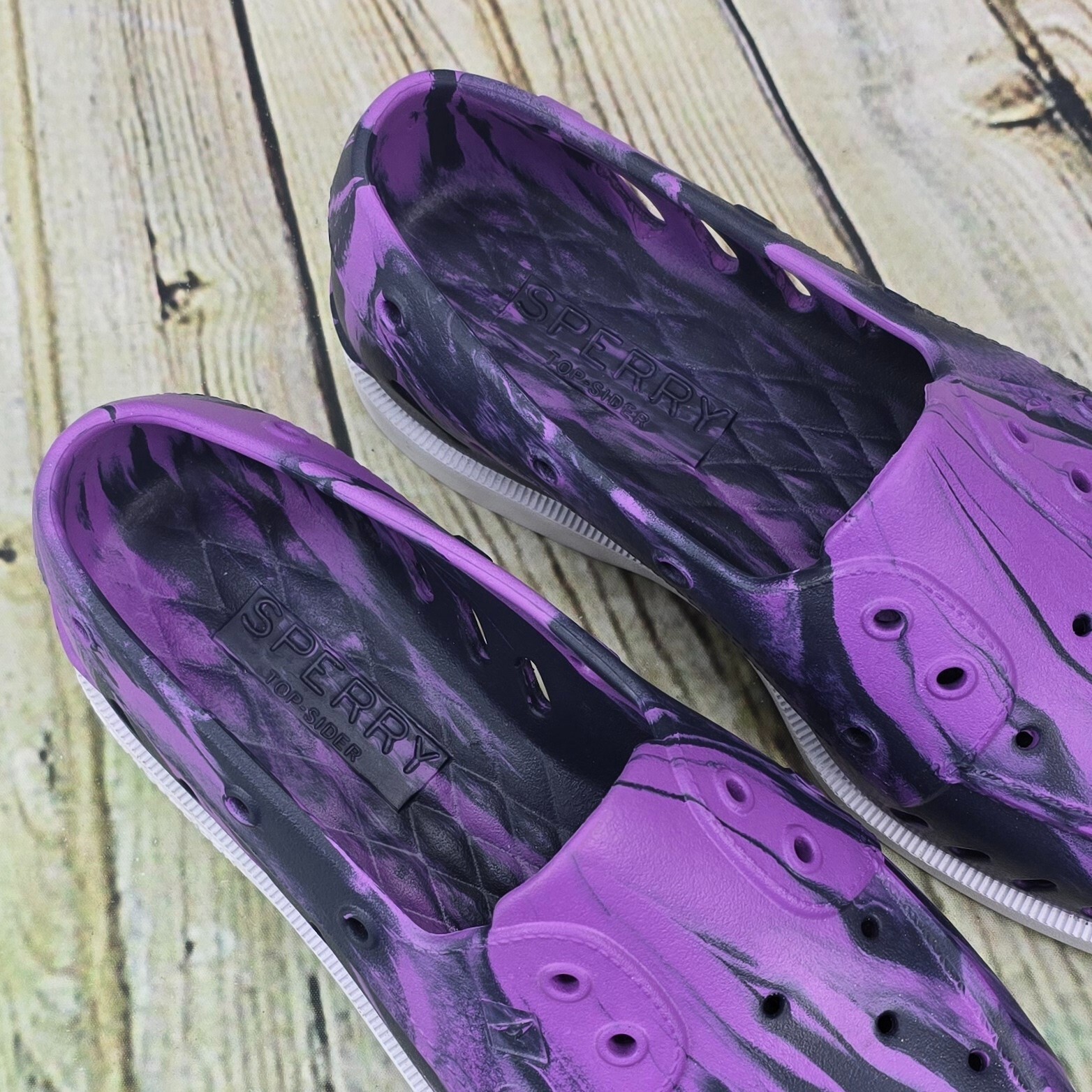 Sperry A/O Float Boat Shoes Womens 10 Purple Black Marble Water Friendly EVA New