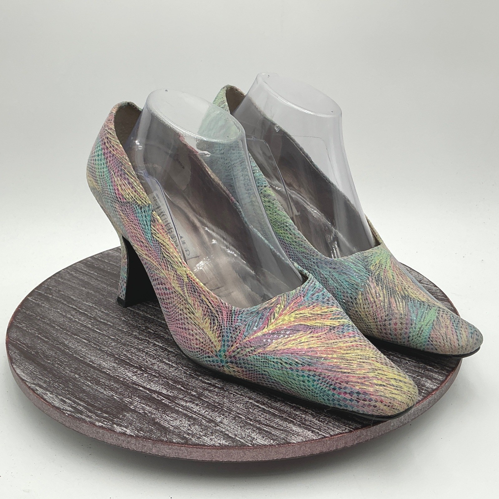 Alonzo & Franco Pumps Womens 9.5 W April Multicolor Snakeskin Leather Square toe