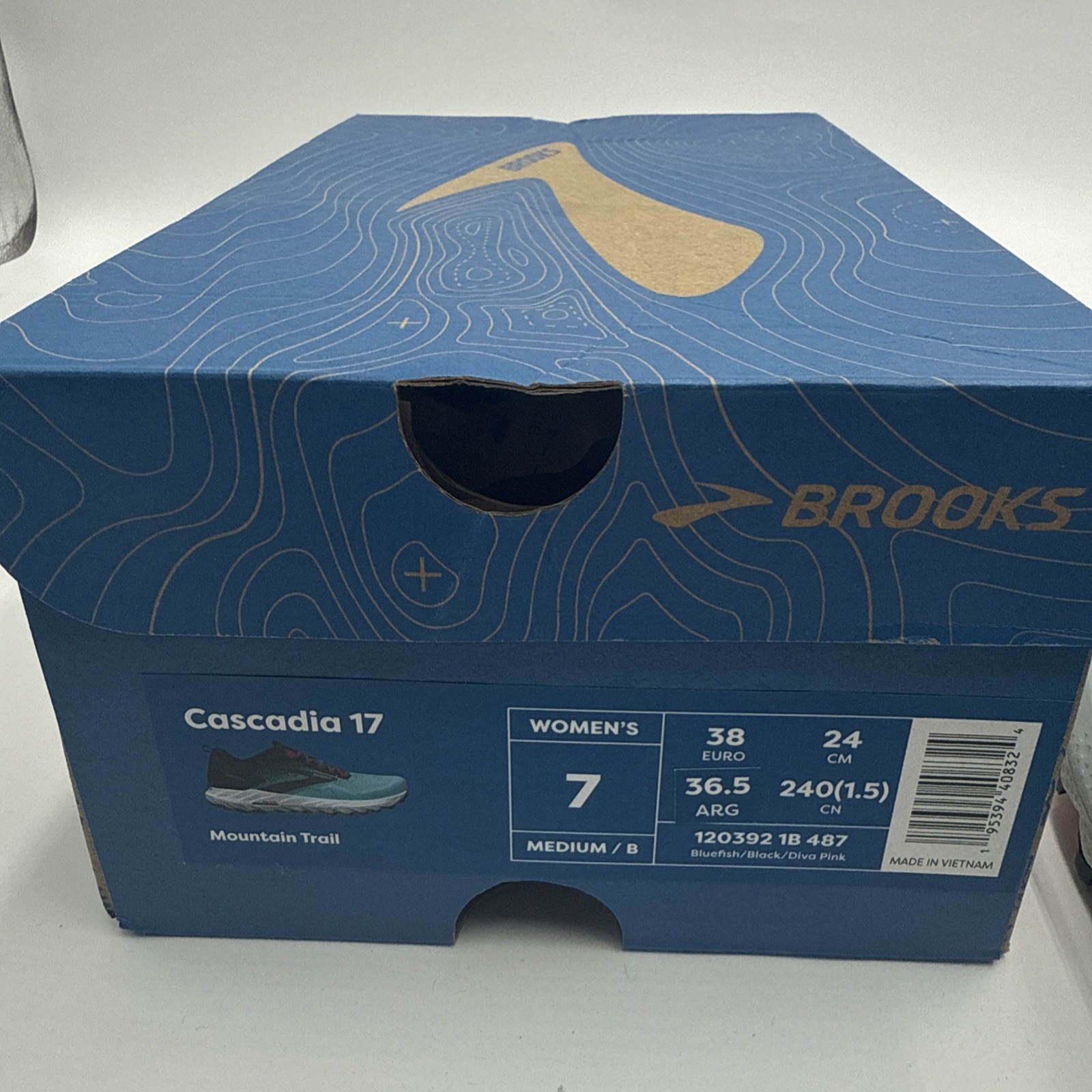 Brooks Cascadia 17 Women’s Size 7 Trail Running Shoe White Blue Black Pink