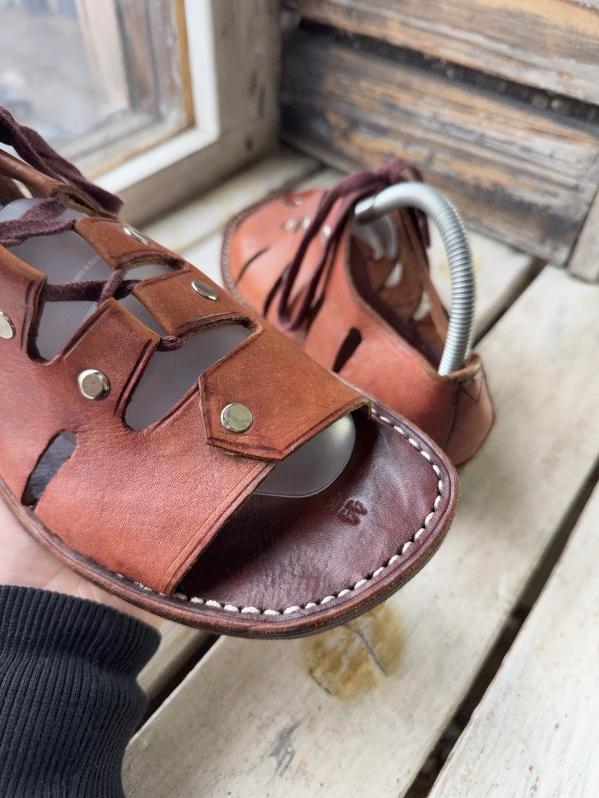 90s Sie Wie Bie Bali Handmade Leather Sandals Brown Vintage EU44 US10 UK9,5 Sz