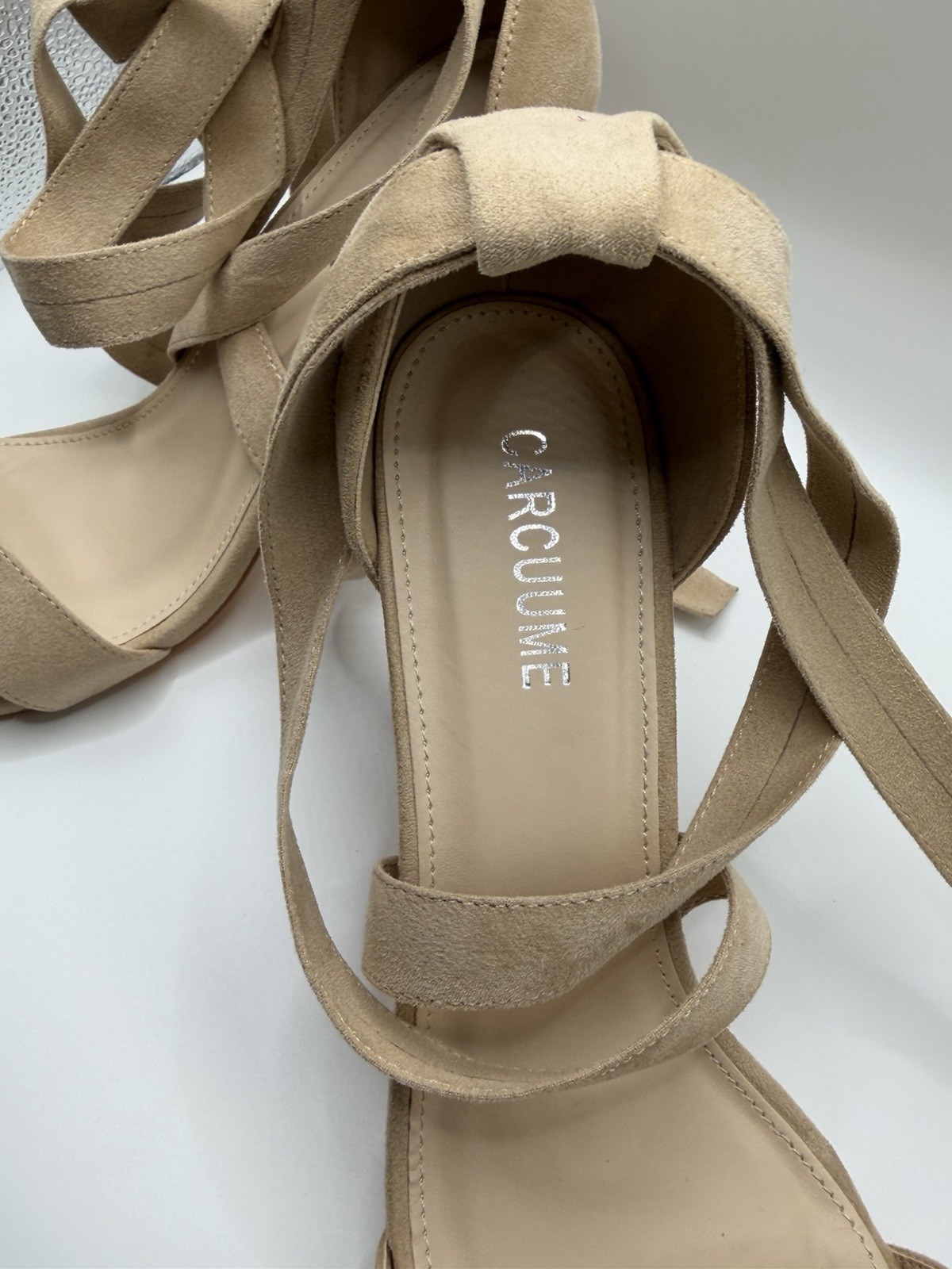 Circus by Sam Edelman Khaki Strappy Ankle Wrap Tie Block Heel Sandals 9