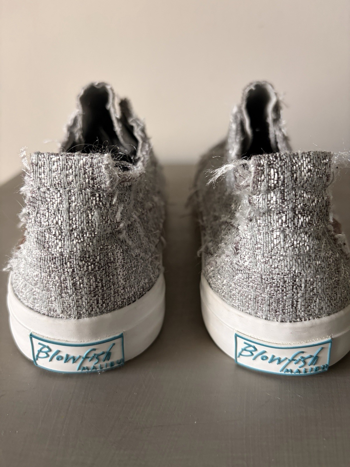 Blowfish Malibu Women’s Light Grey Hipster Silver US 8.5 Slip on Frayed Edge