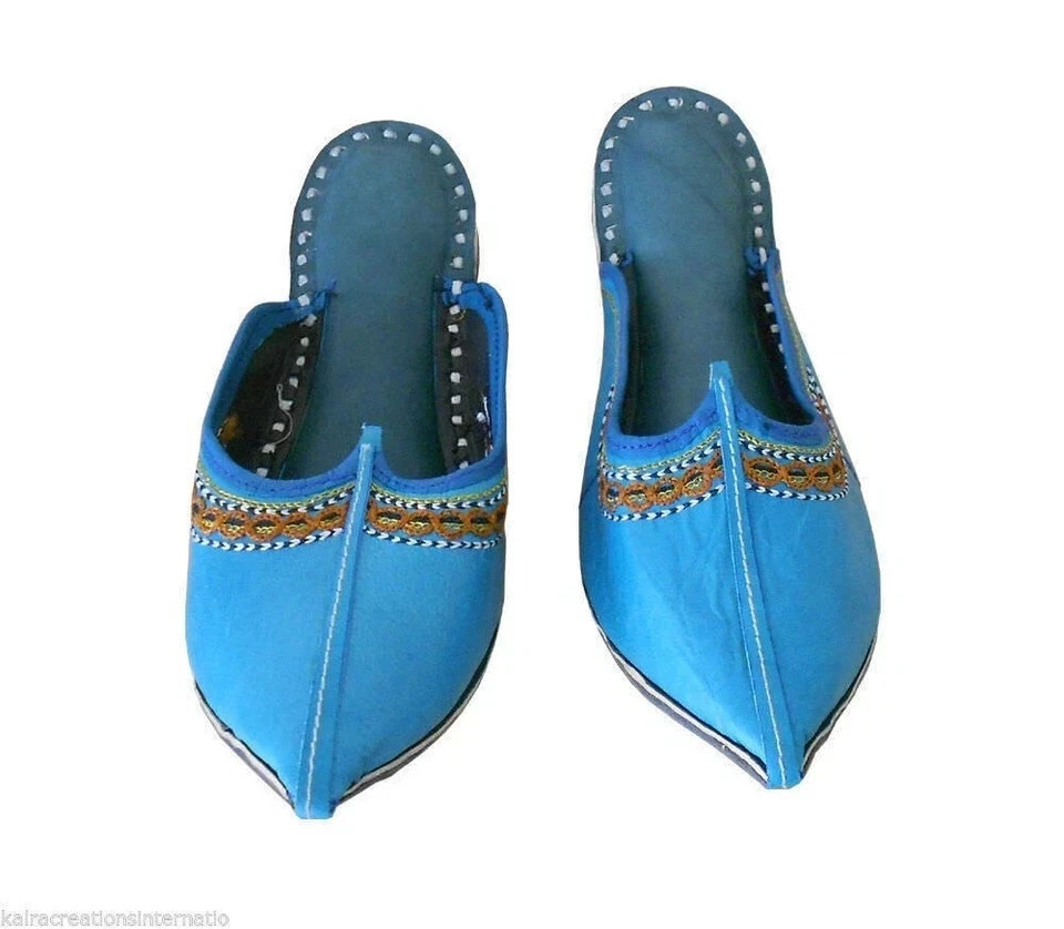 Women Clog Slippers Leather Handmade Indian Slippers Embroidered Clogs US 5-8