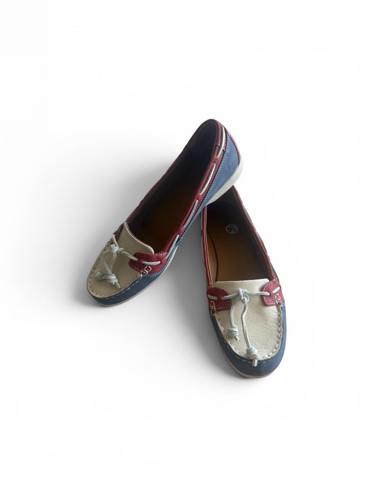 Sebago Women’s Docksides Boat Loafer Shoes Castine Navy White Red Size 9.5M