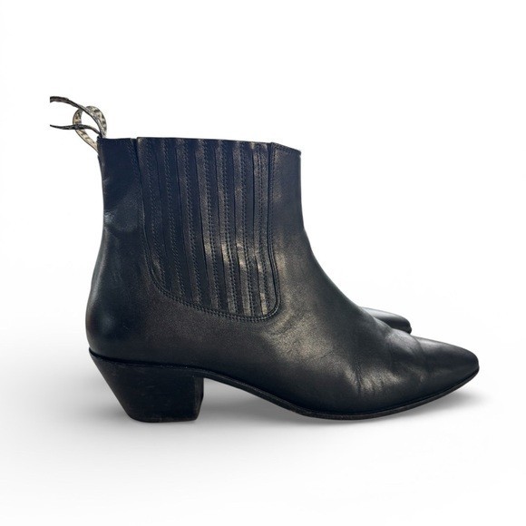 ANINE BING Black Leather Ankle Chelsea Boots Semi Pointed Toe Size 41 (US 11)