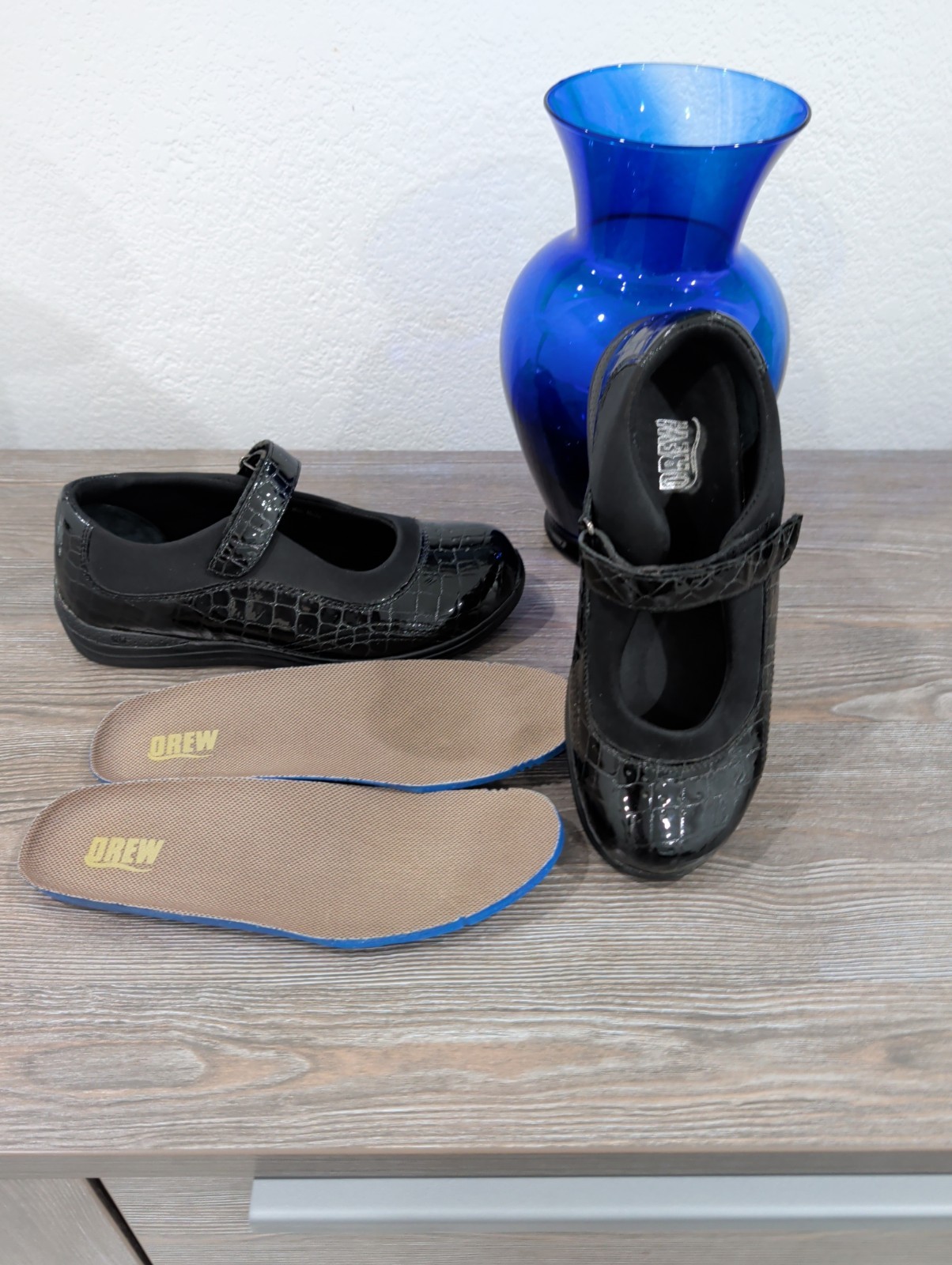 Women’s DREW » Rose » Black Patent Genuine Leather Mary Jane Shoes 8W