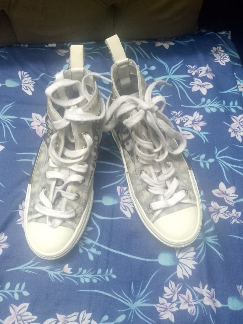 Dior B23 HIGH-TOP SNEAKER White/Gray Oblique Canvas Eu Size 36