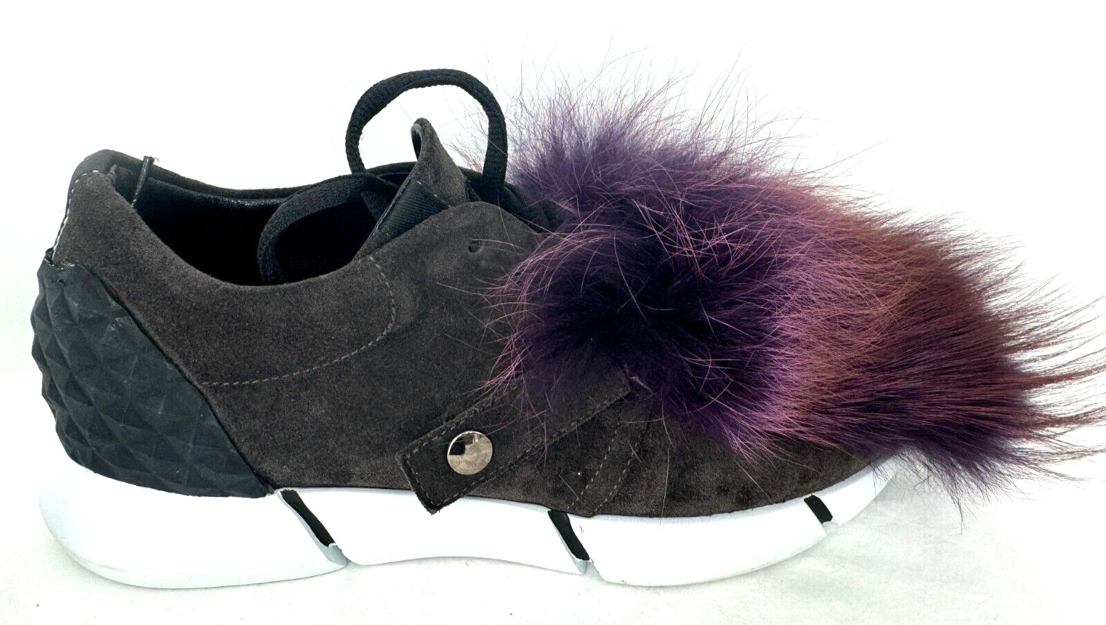 $550 Elena lachi Earth Brown Leather Suede Genuine Fox Fur Sneakers Shoes Sz 40