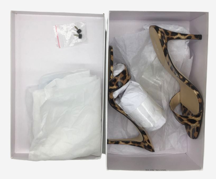 $219 Neiman Marcus Women’s Brown Disco Transparent-Strap Sandal Shoes Size US 10