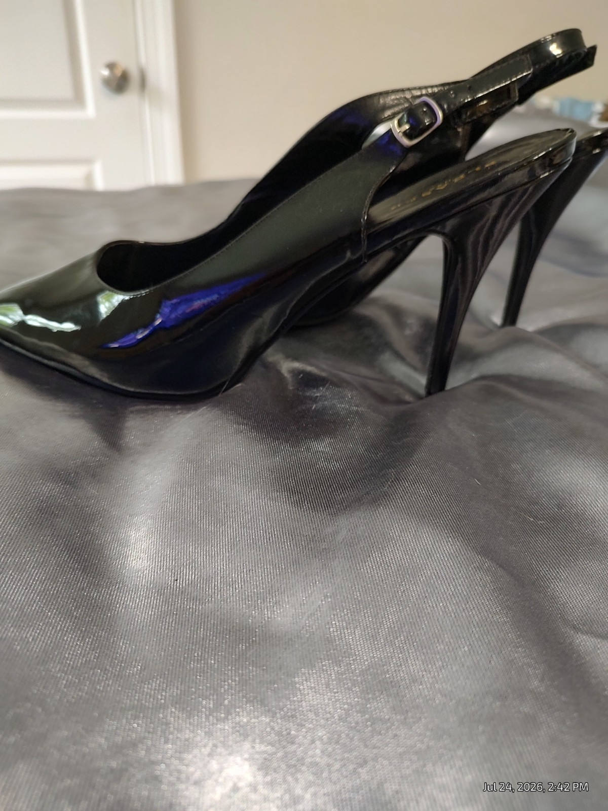 Womens shoes black patent leather Pleaser brand size 16 with a 5″ heel