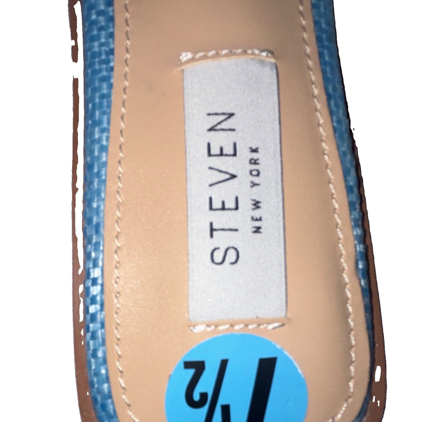 STEVE New York Women’s Blue Slide Sandals Slip-On Flat Textile Logo 7.5
