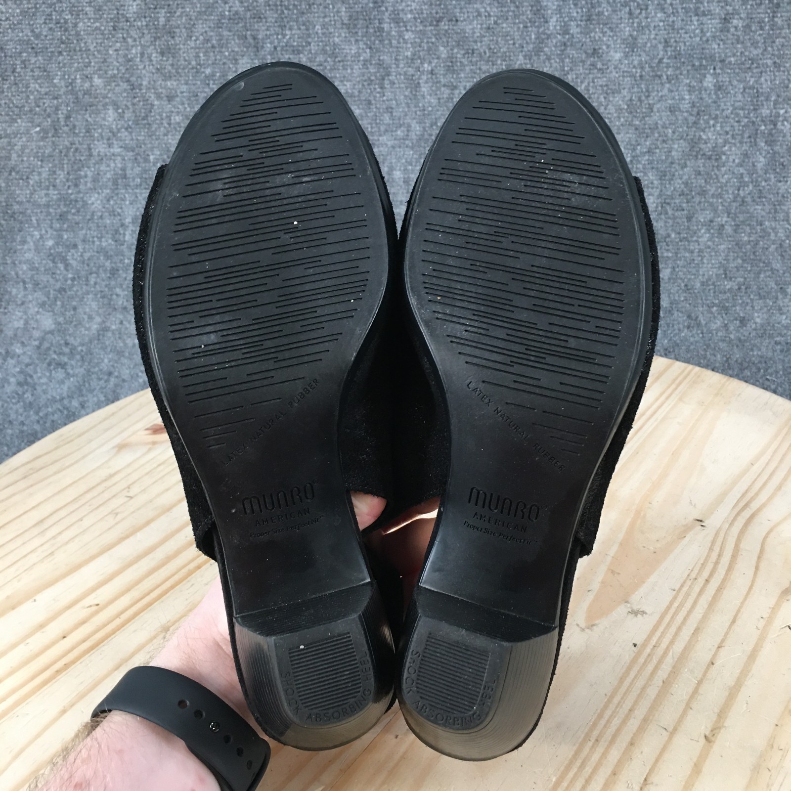 Munro Rochelle Sandals Womens 8.5 Wide Slingback Peep Toe Block Leather Black