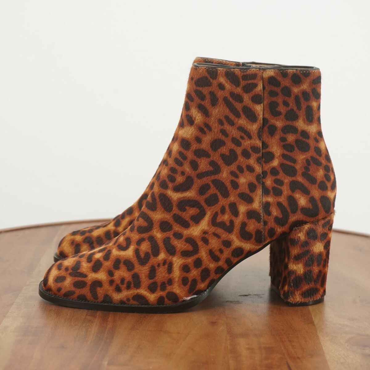 Steve Madden Womens Jozie Genuine Calf Hair Booties Size 7.5 M Leopard Brown