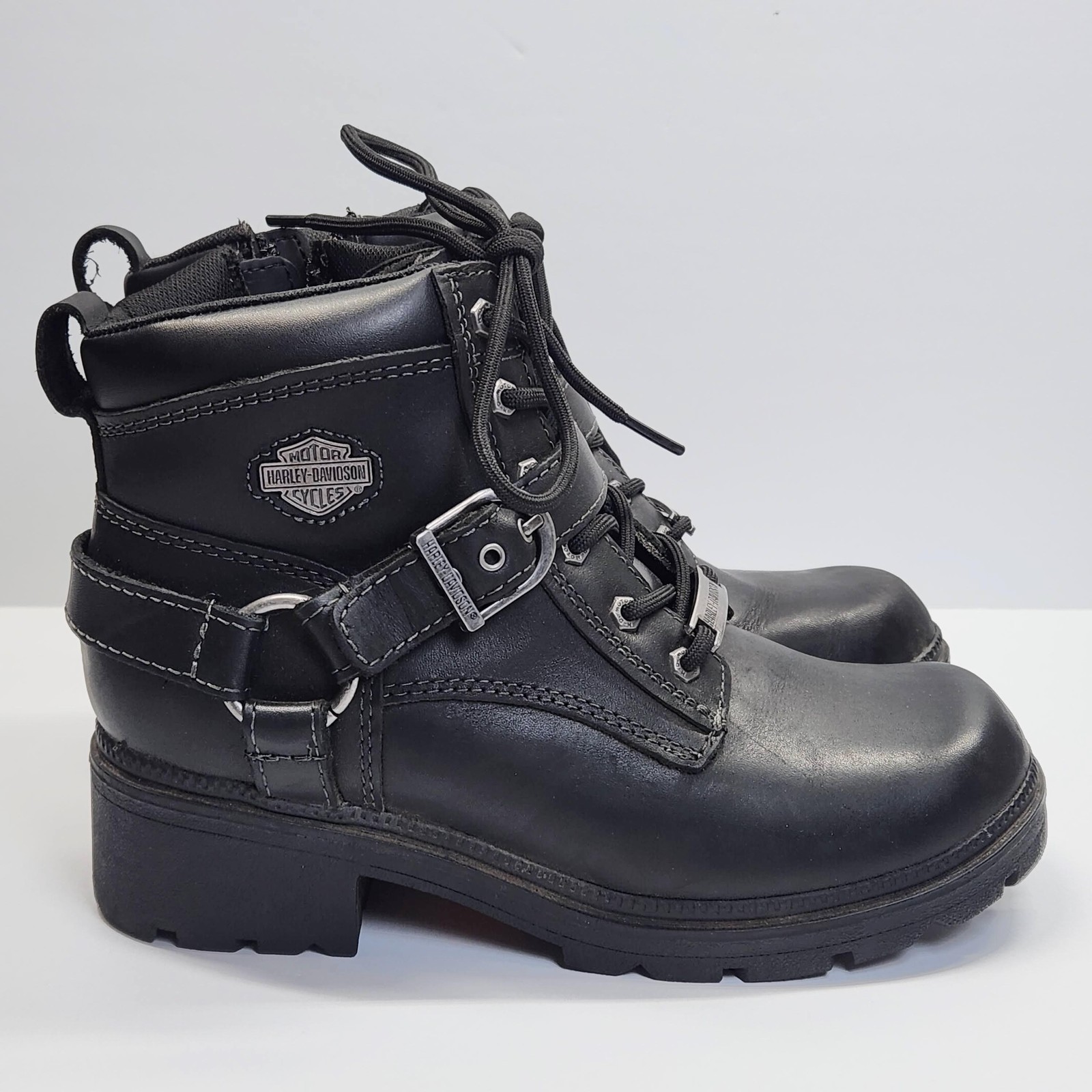 Harley-Davidson Boots Womens Size 6.5 Black Leather Biker Motorcycle D84424