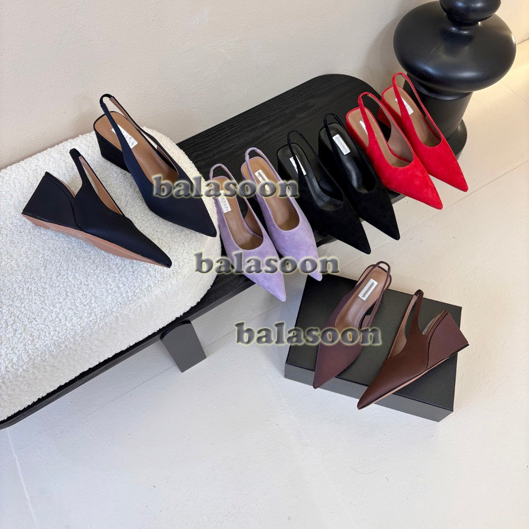 2026 spring simple leather round head wedge heel Baotou semi-trailer sandals