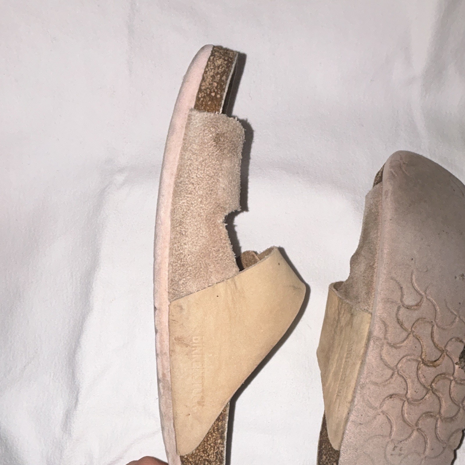 Birkenstock Suede Two Strap Buckle Slide Sandals Beige/Taupe Women EU 38