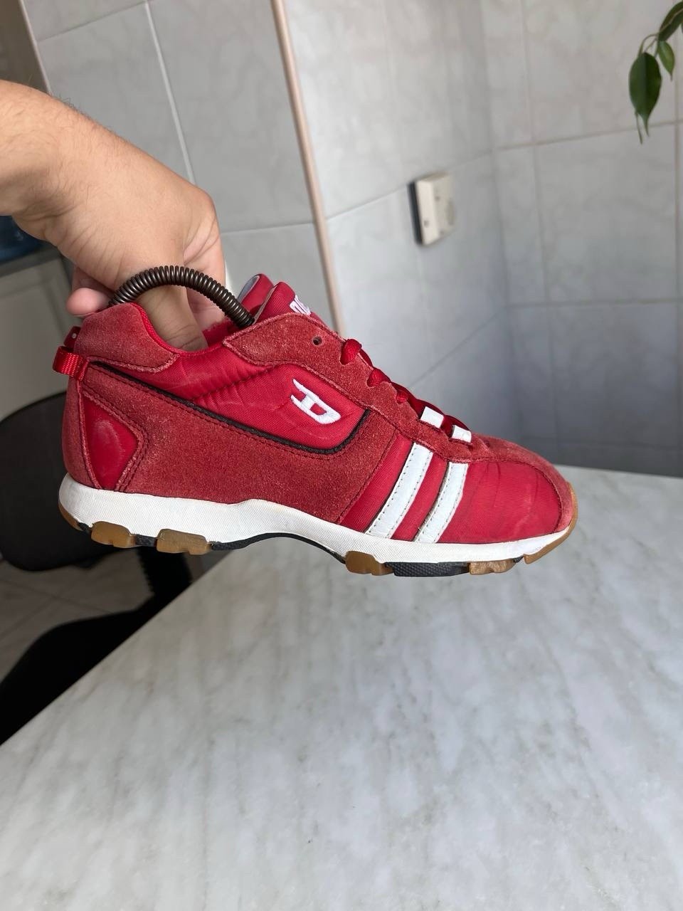DIESEL Women’s Shoes Y2K Red Sneakers Moto Style Diesel Logo Vintage 90’s Sz 37