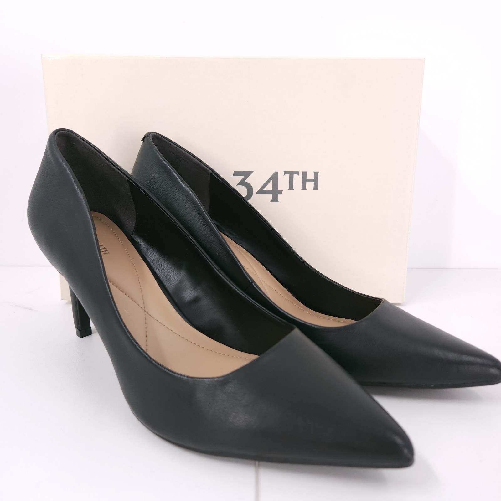 On 34th Jeules Black Stiletto Slip On Pointed Toe Pumps Womens Size 10.5 M