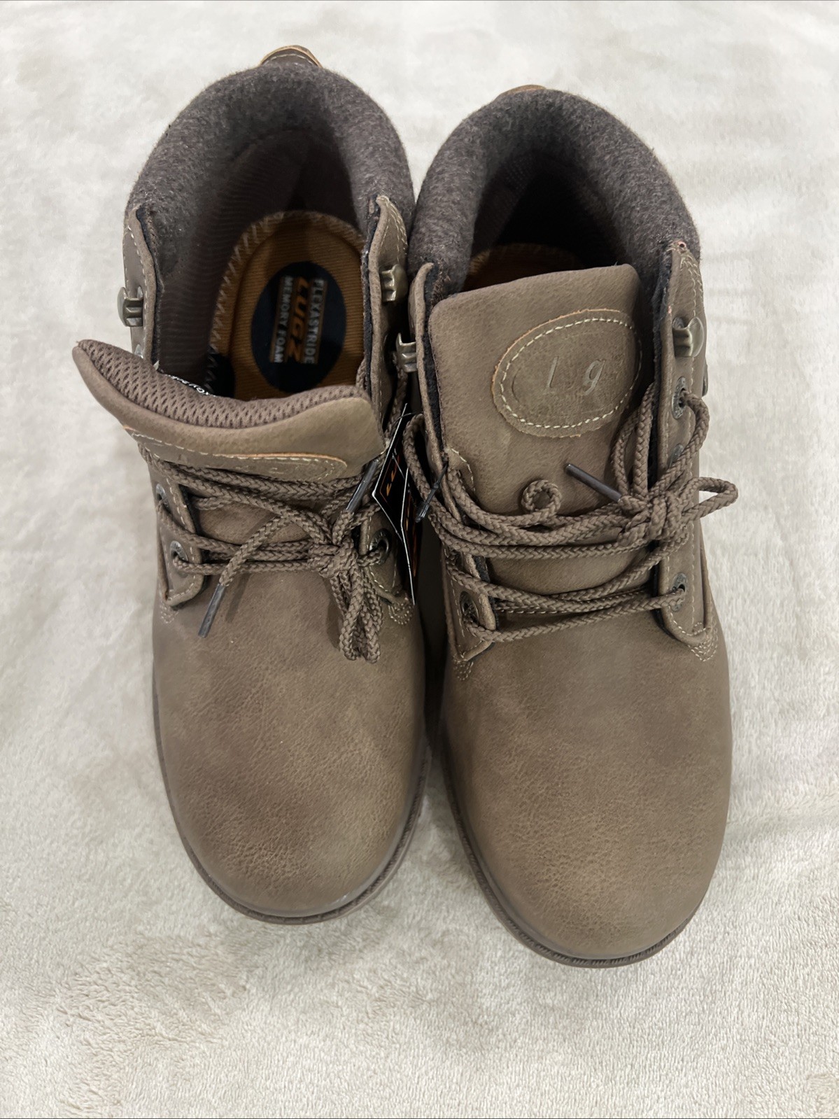 Lugs Women’s Waterproof Hiking Work Boots Brown Memory Foam Size 8 NWT