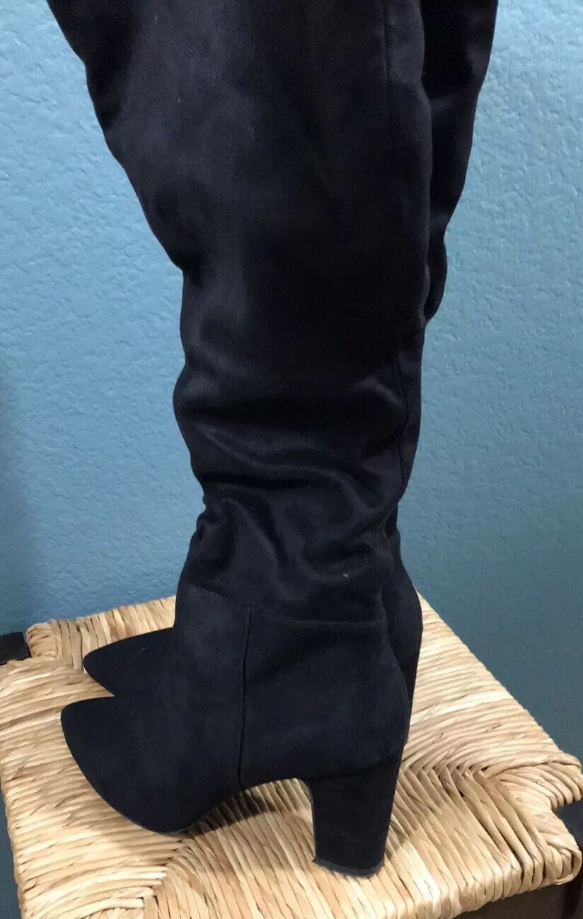 Chinese Laundry Rami Suedette Black Knee High Boot Womens Size 7.5