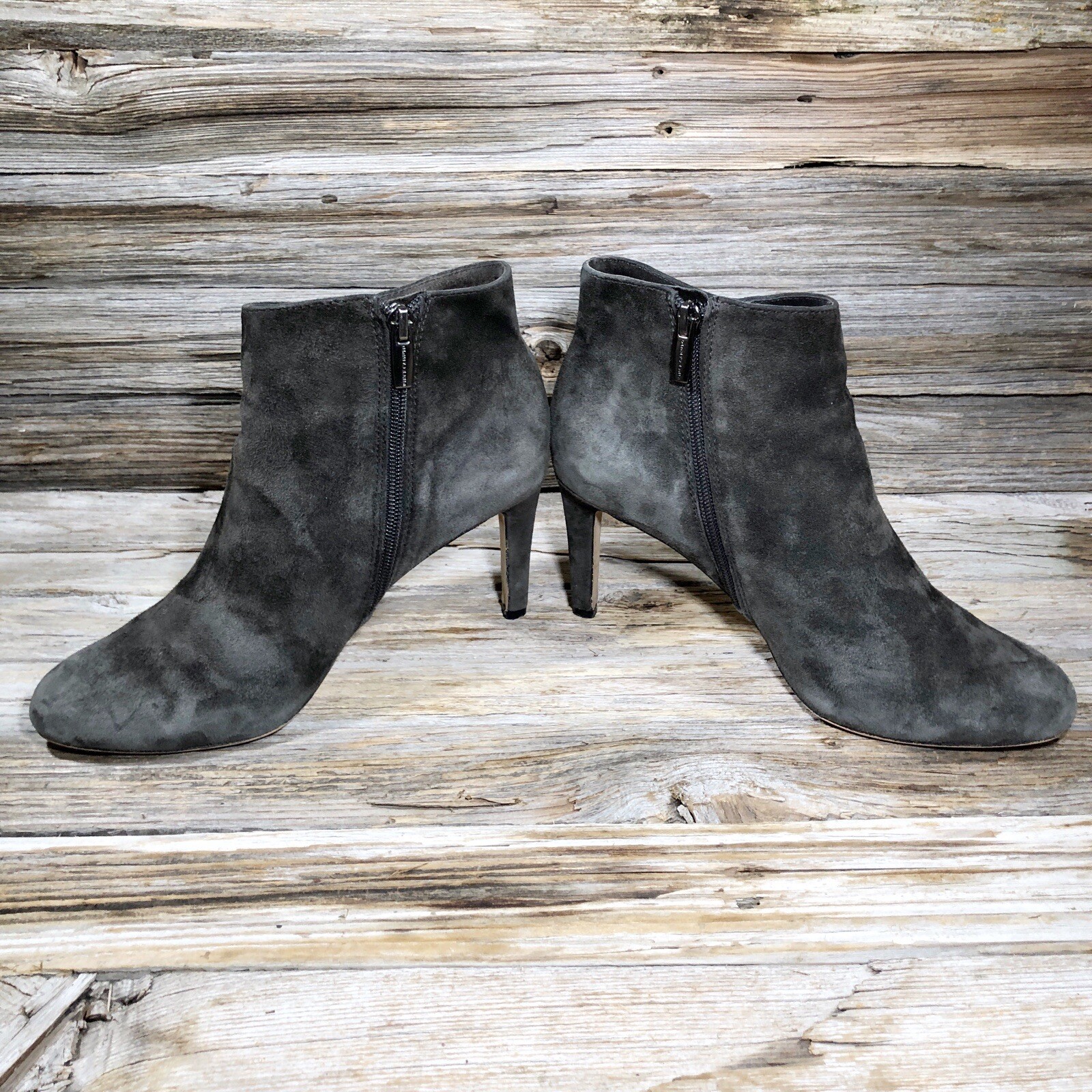 Vince Camuto Charlotte Gray Suede Zip Up Heels Women US 8.5, UK 6, EUR 39.5