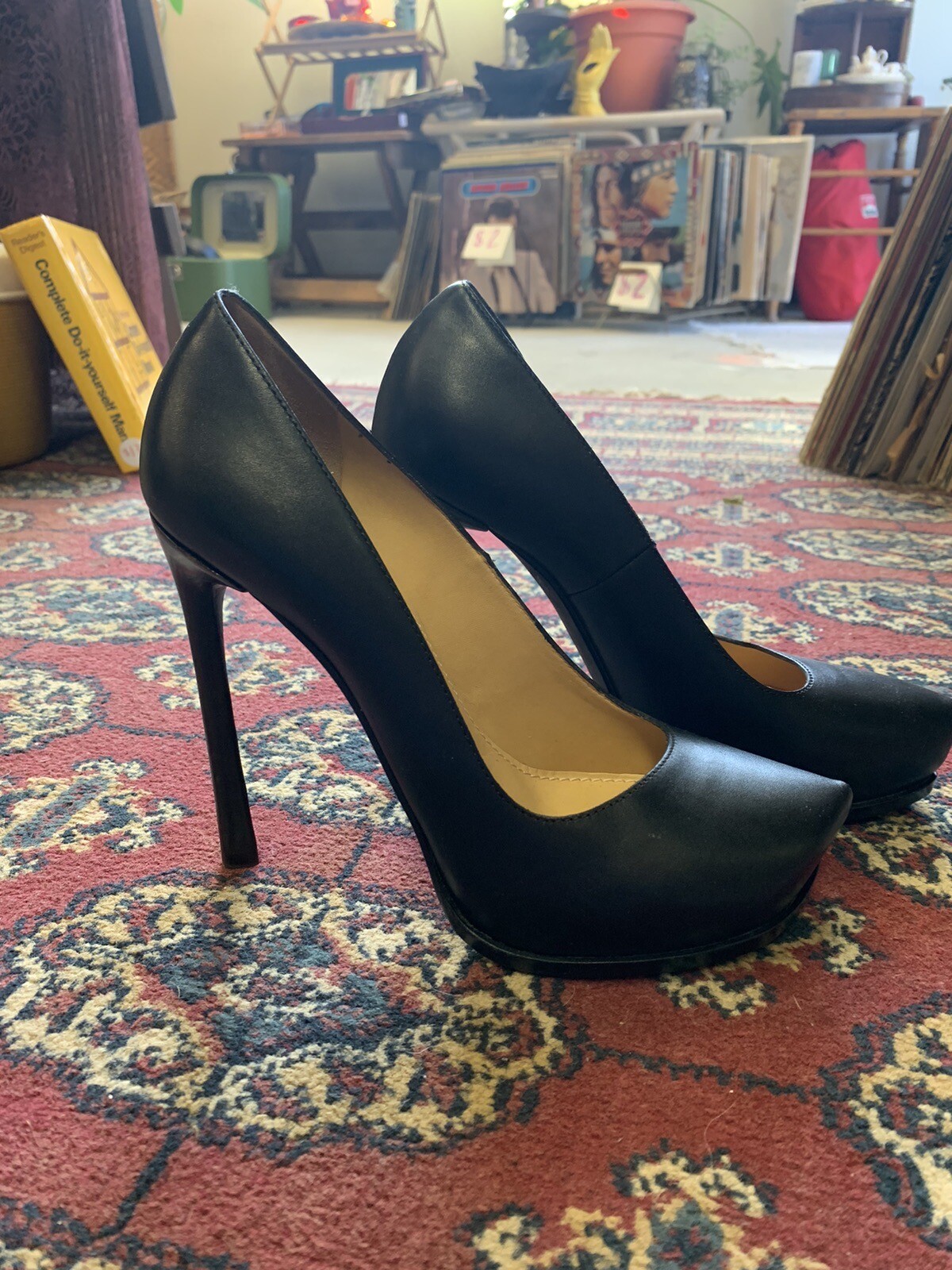 Lanvin Black Leather Semi-Pointed Toe Stiletto Heel Pumps Size 39.5/US 8.5
