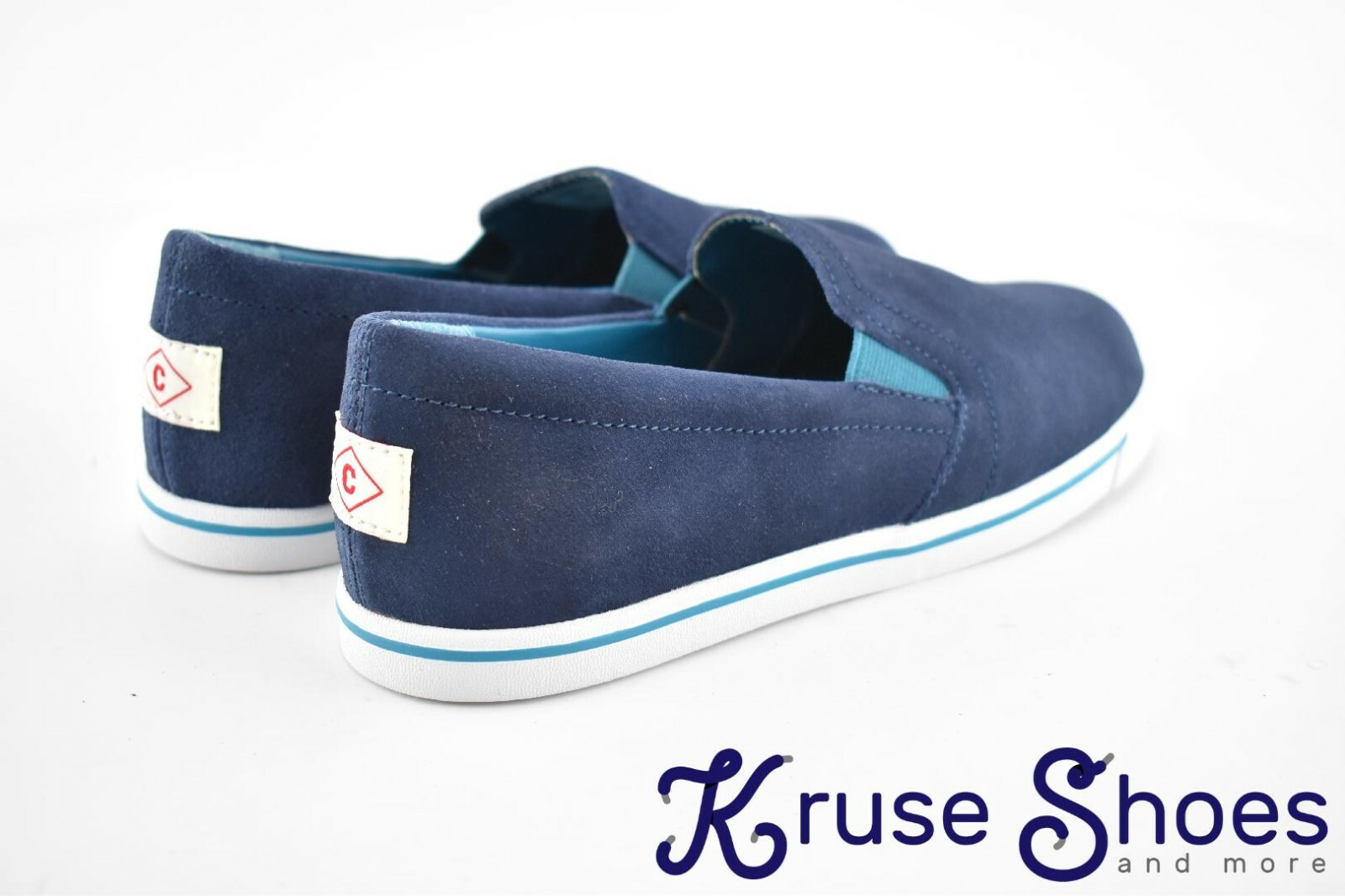 Lands’ End Women’s Canvas Leather Slip-On Sneakers «Deep Sea» Size 7B