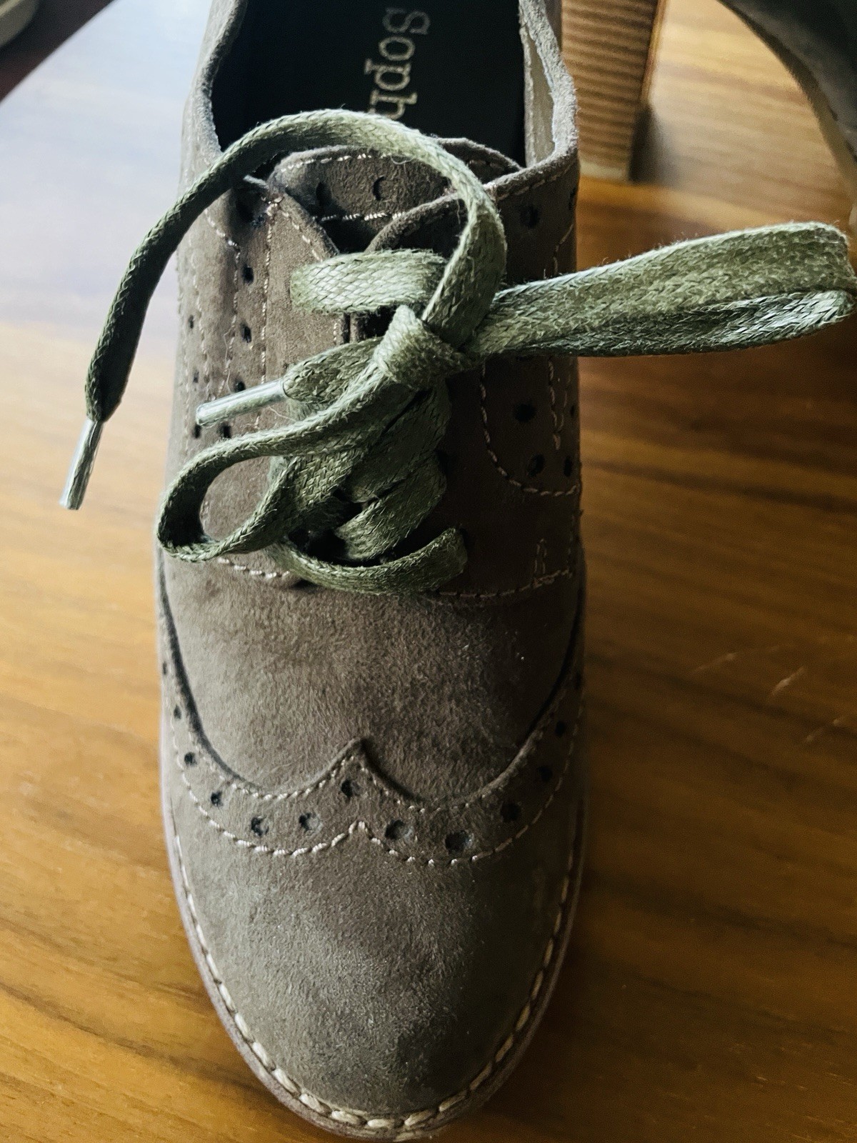 Sophie 17 Lunar wns7 Brown Faux Suede Wingtip Oxford Brogue 3″ heels Grunge Goth