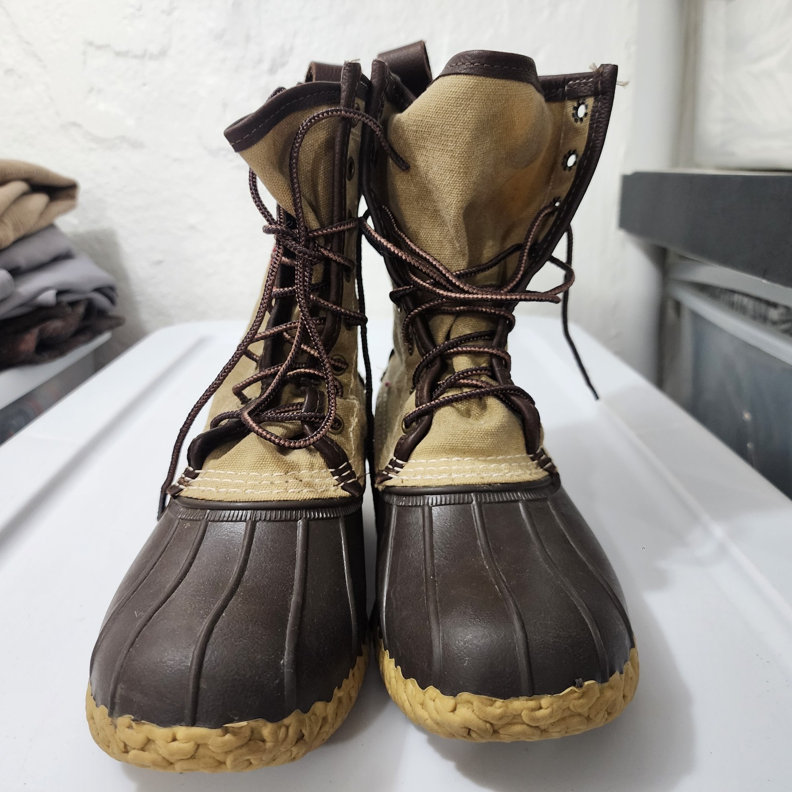 L.L. Bean Original Bean Boot Patch Waxed-Canvas Duck Hunting 10in Brown Maine 9M