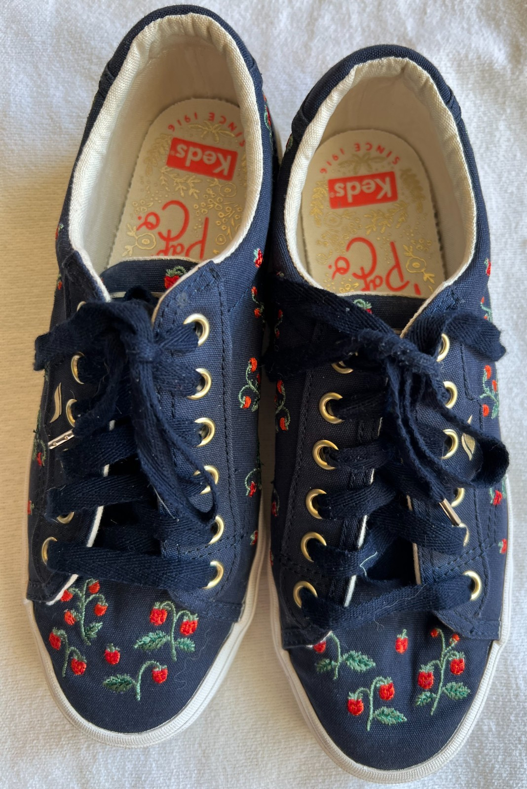 KEDS Cherry Rifle Paper Co Shoes Women 7 B Blue Red Canvas Sneakers Preppy City
