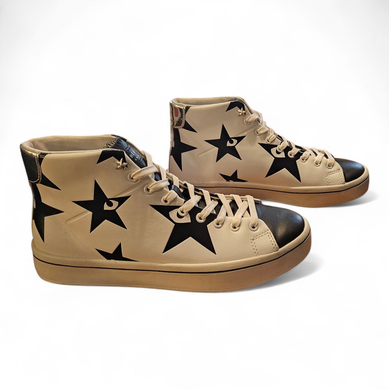 SKECHERS STREET Los Angeles AIR COOLED Sneakers Leather High Top Stars Size 8