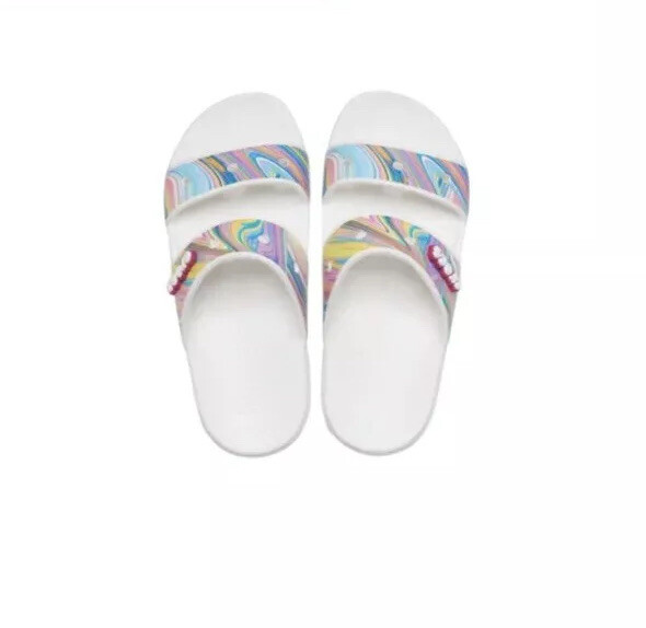 Classic Crocs Out of this World Pastel Rainbow 2 Band Sandals Women 9 NWT