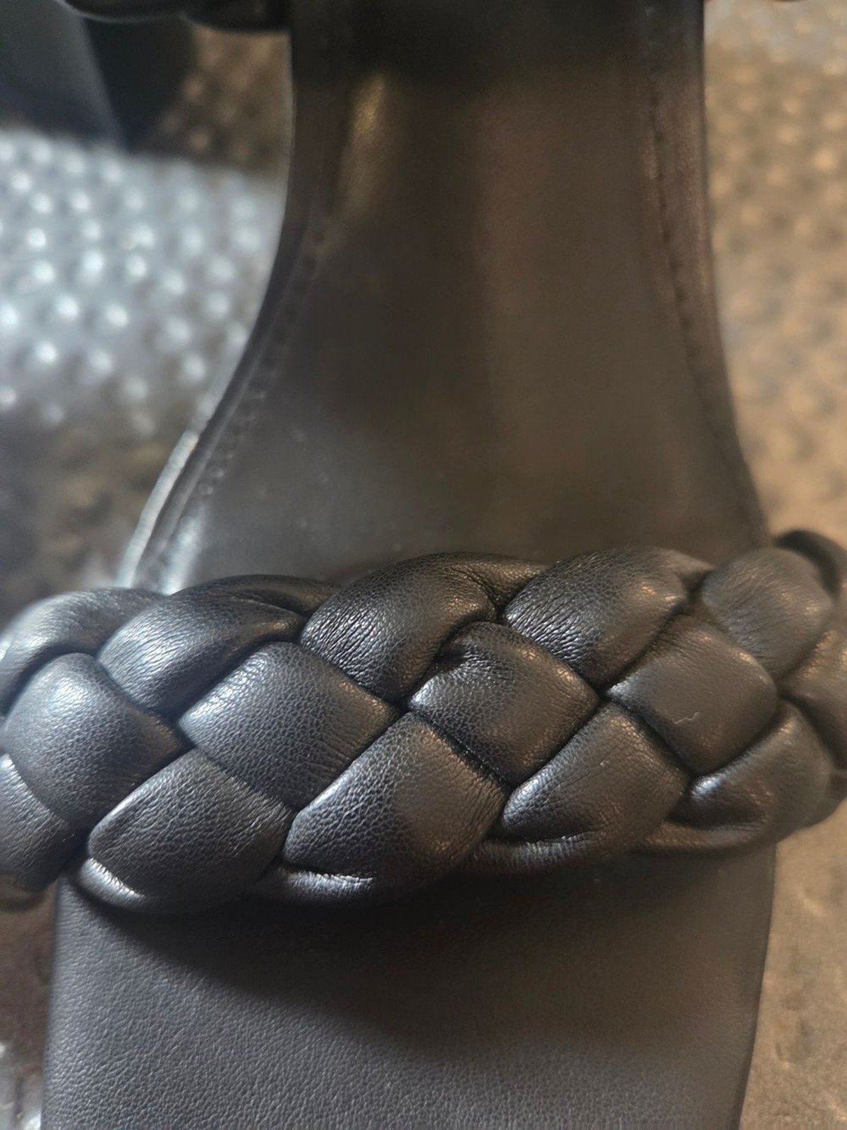 Madden Girl Black Braided Double-Strap Slide Heels