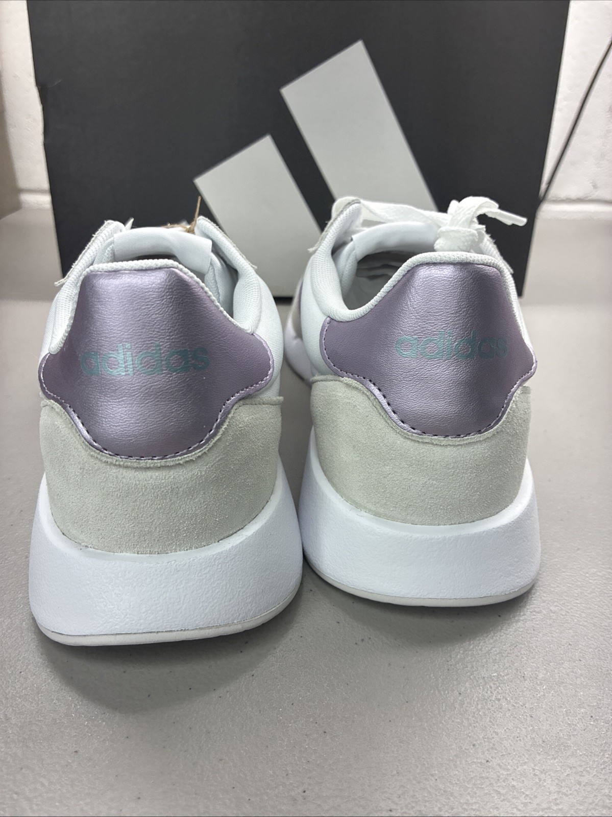 adidas Run 60s 2.0 Women’s 10 White/Purple/Beige Low Top Lace-Up Sneakers GX1713