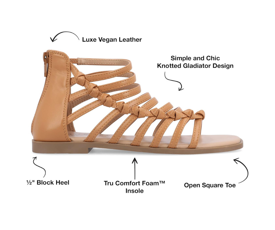Journee Womens’ Petrra Tru Comfort Foam Gladiator Sandals 7.5 – tan – brand new
