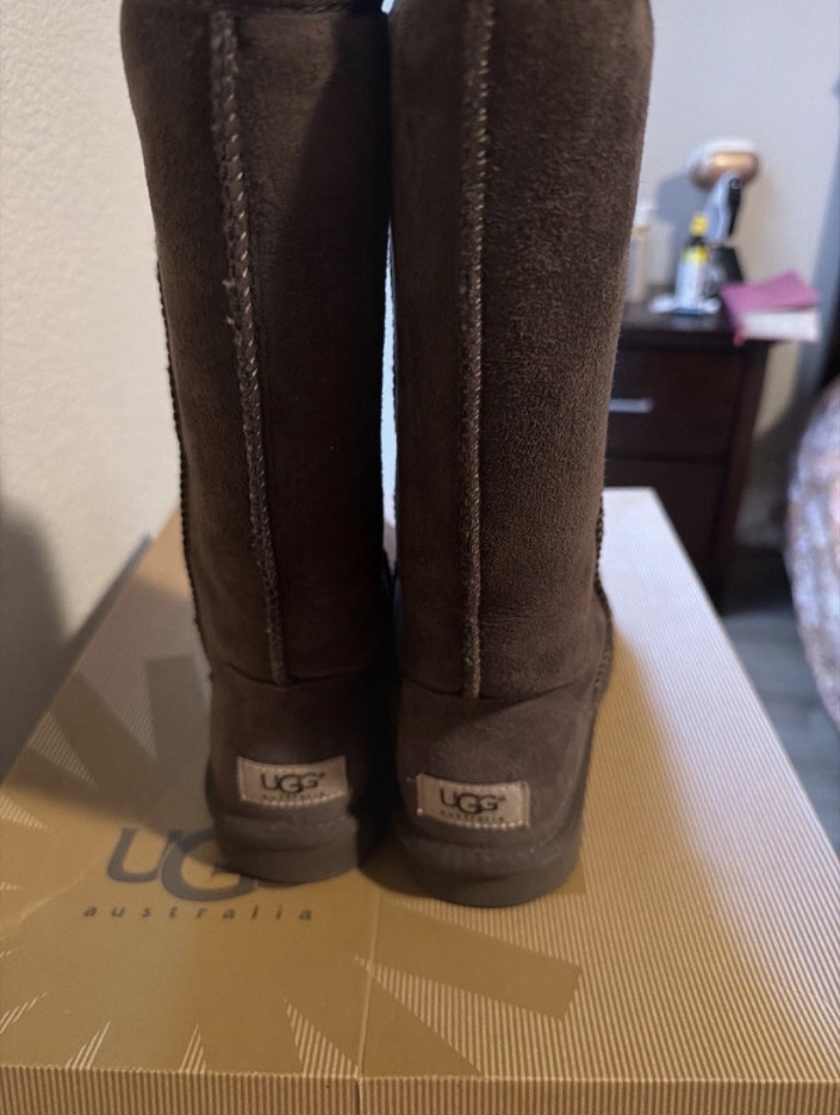 UGG Classic Tall Brown Suede Shearling Lined Pull On Knee High Boot US 5 EU 36