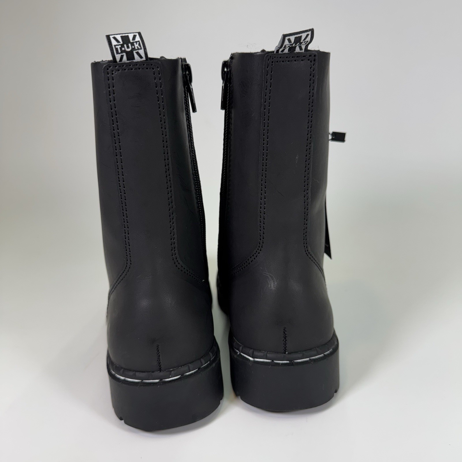 TUK Black Vegan Leather 10 Eye Gibson Boot sz Men 6 Women 8 Combat New!
