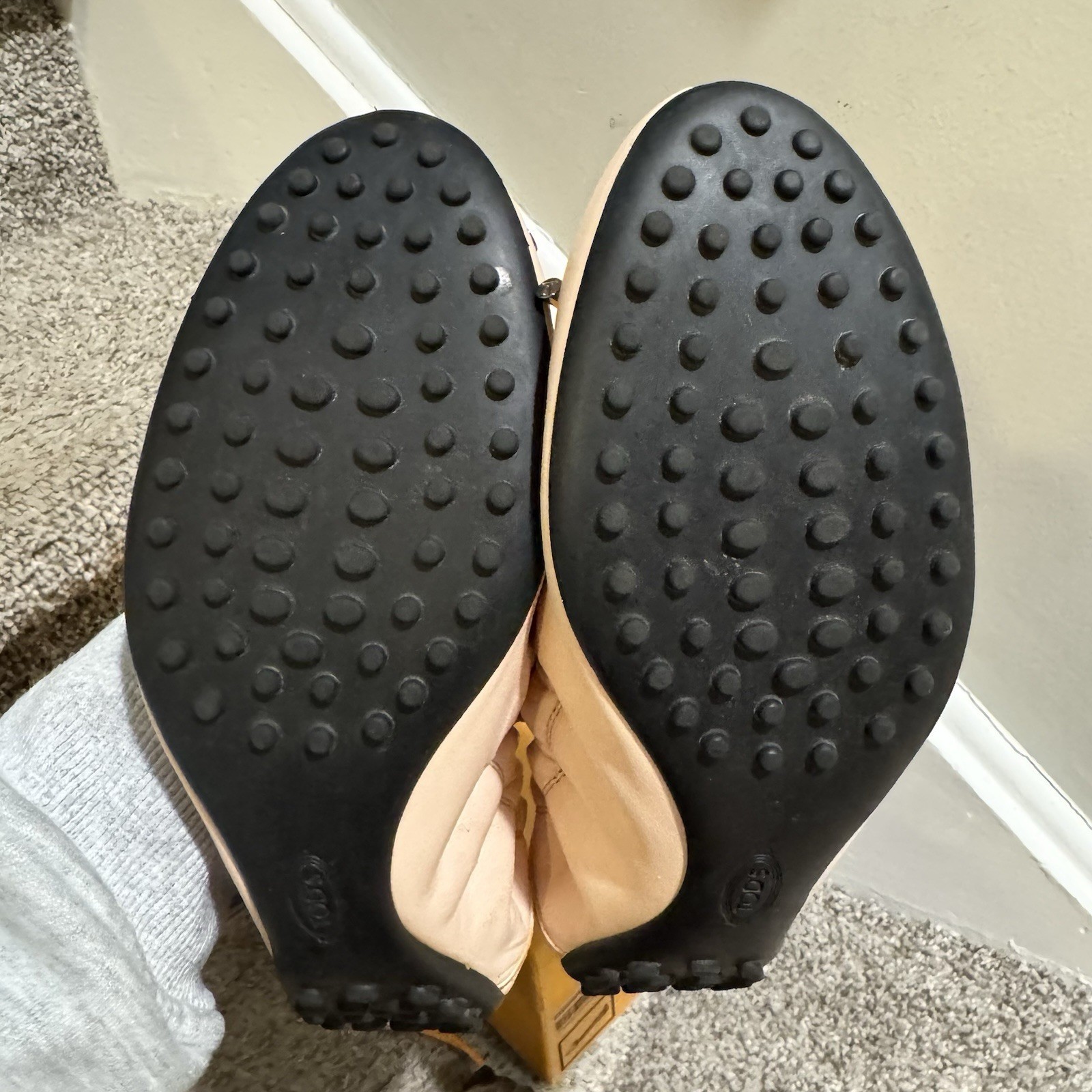 TOD’S Ballet Flats Womens Size 37 Leather Foldable Scrunch Ballerina Twee Pink