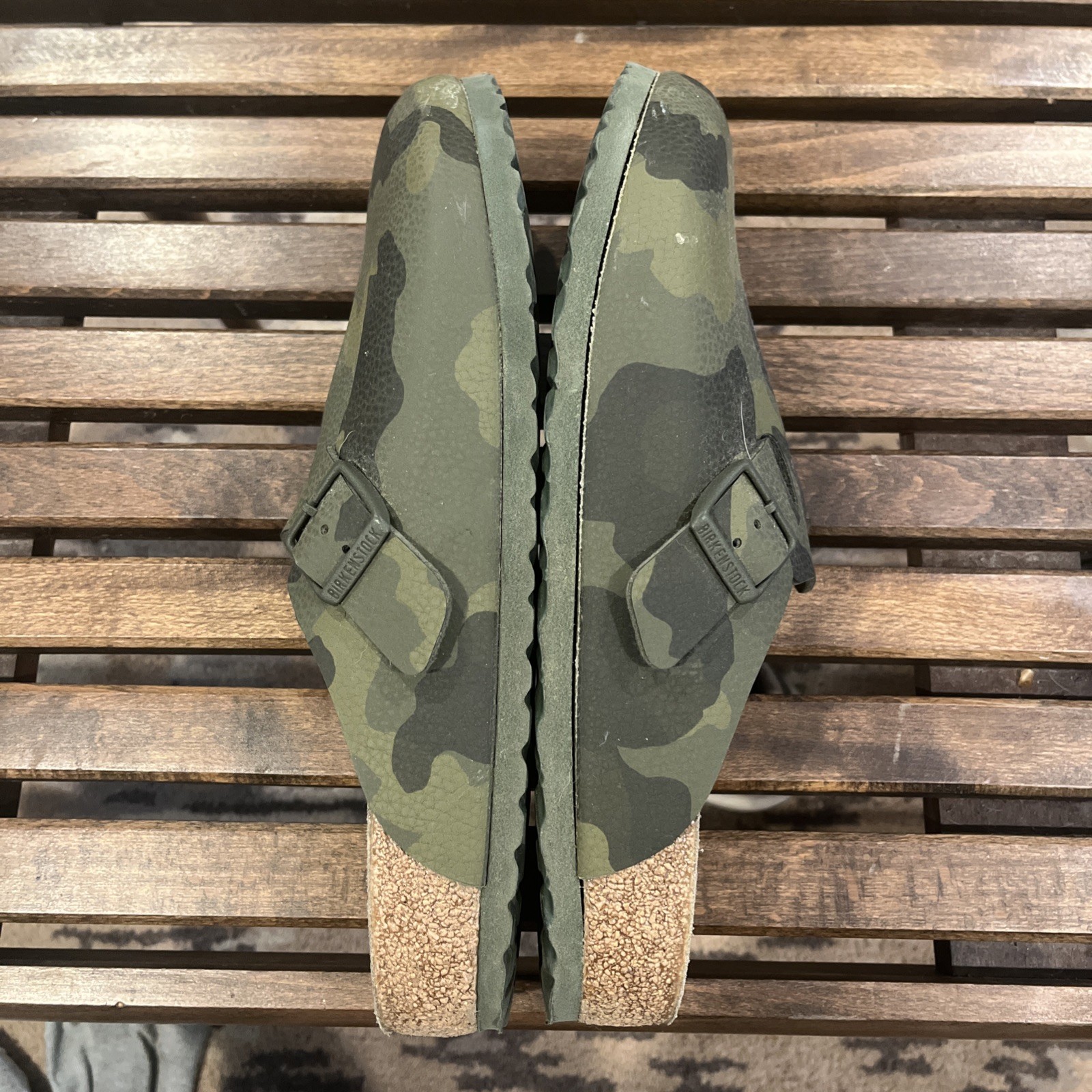 Birkenstock Boston Desert Soil Clogs Camo Green Birko-Flor Size 44 M11
