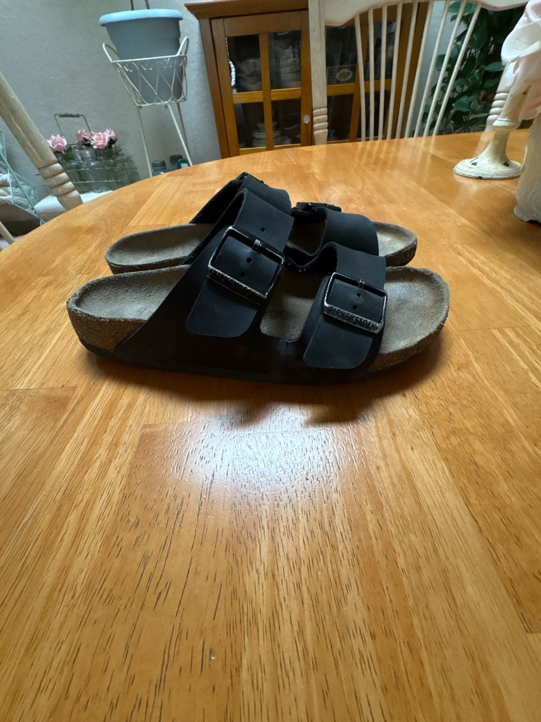 Birkenstock Arizona Two-Strap Leather Sandals in Black