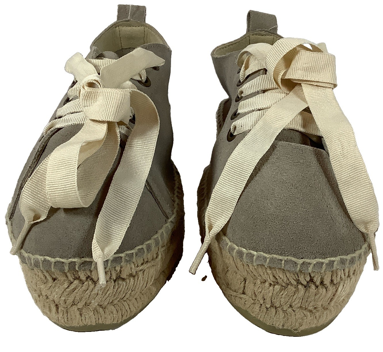 Manebi Gray Suede Platform Espadrille Sneakers Women US 10 EU 41 Jute