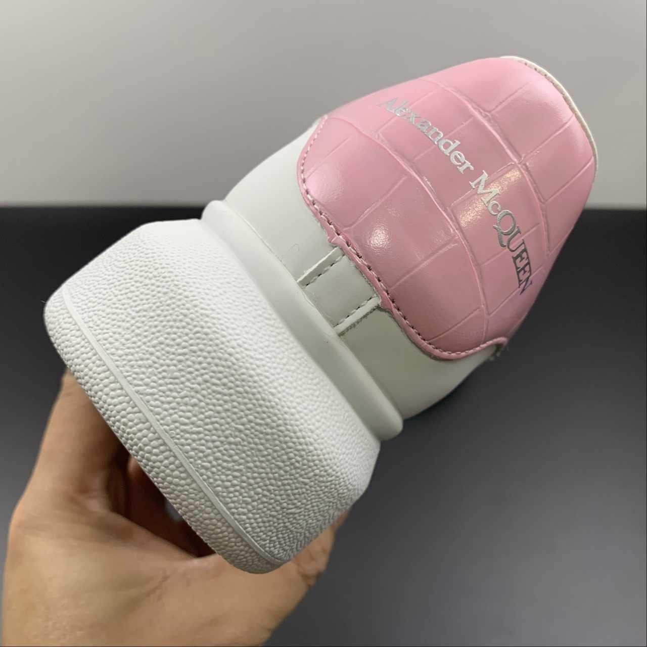 Alexander McQueen Oversized Sneaker White Pink Croc Heel Leather Platform Casual