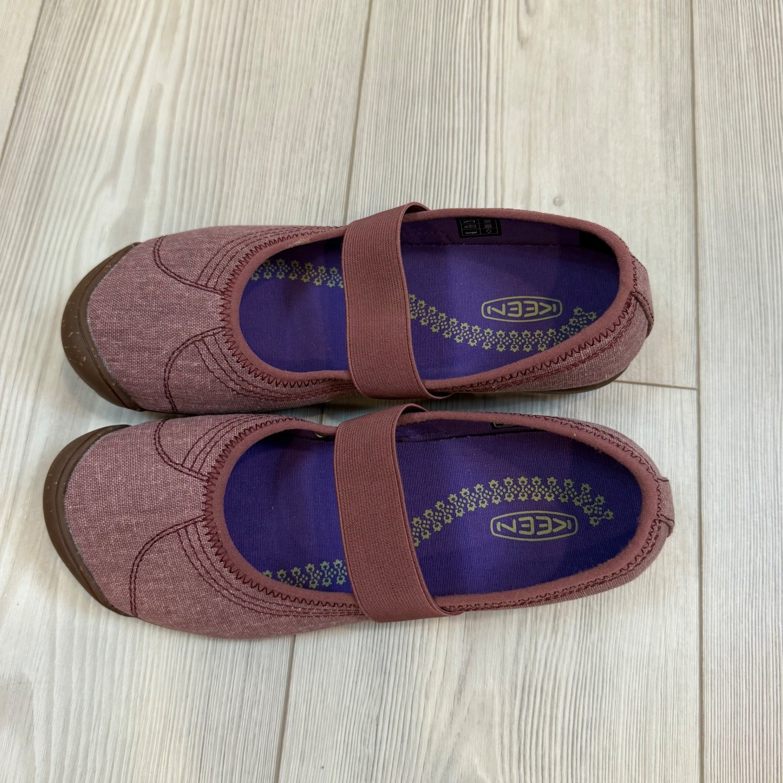 Keen Sienna MJ Canvas Mary Jane Flats Tawny Port Burgundy Womens 10 1010220 NEW