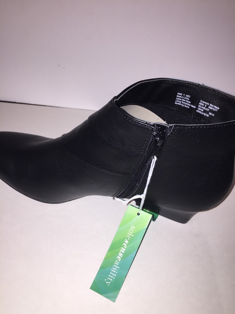 SOLE (SENSE)ABILITY Womens «LINA»Ankle Boots BLACK Size 11M NEW Box Winter Fall